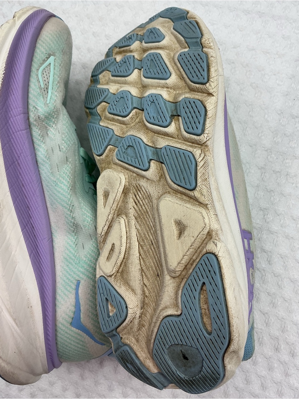 Hoka Mint Green and Lavender Athletic Running Shoes - Picture 7 of 12
